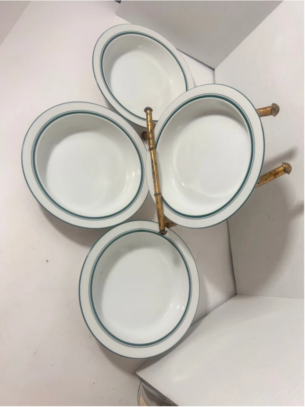 Dansk Bistro Dinnerware Set of 4 Bowls Flat Rim Green 8.5
